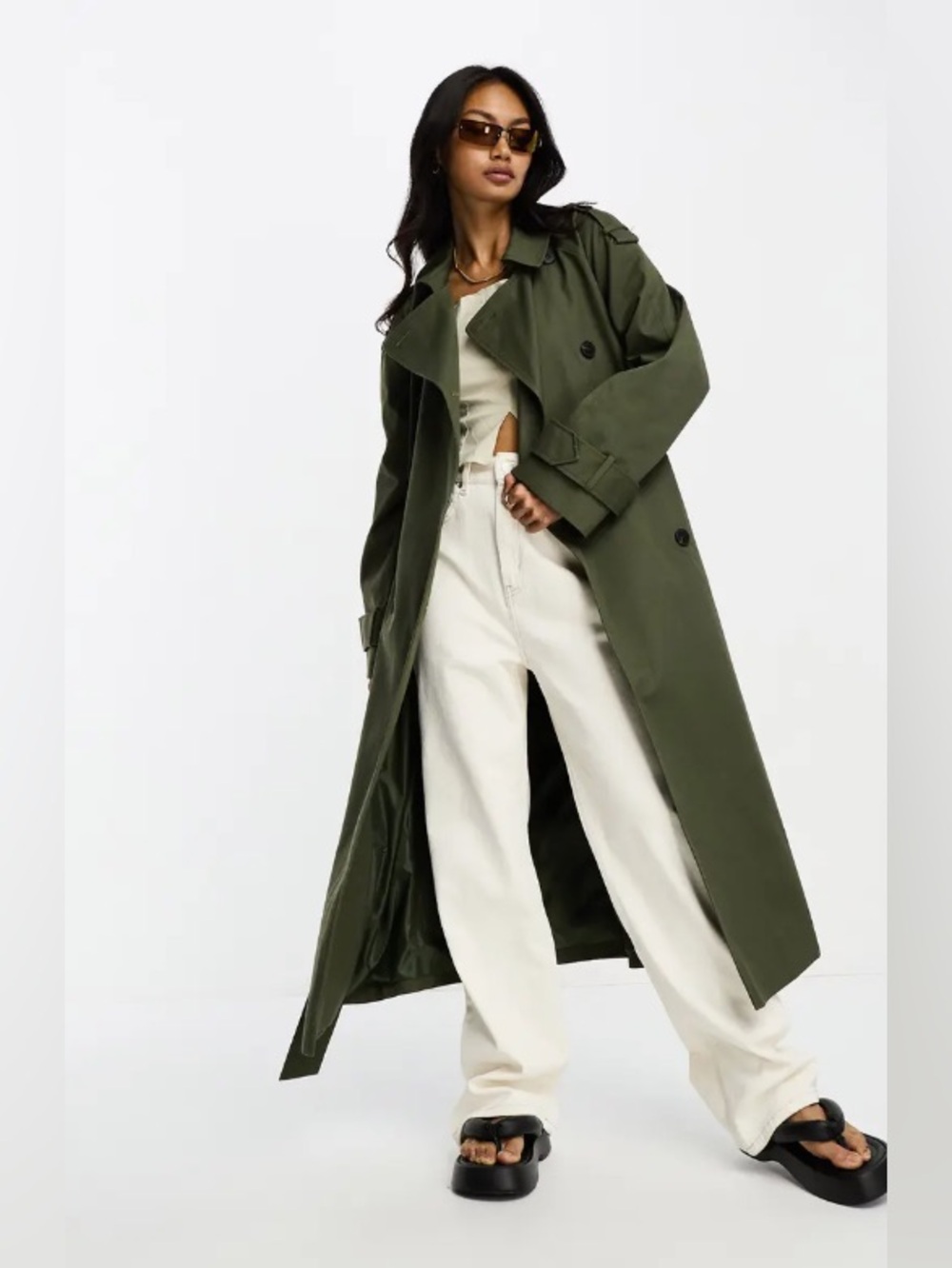 NWT Banana Republic Oversized Trench Coat Green sz Small